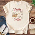 T-Shirt Natural / S Books and Coffee Illustrated T-Shirt