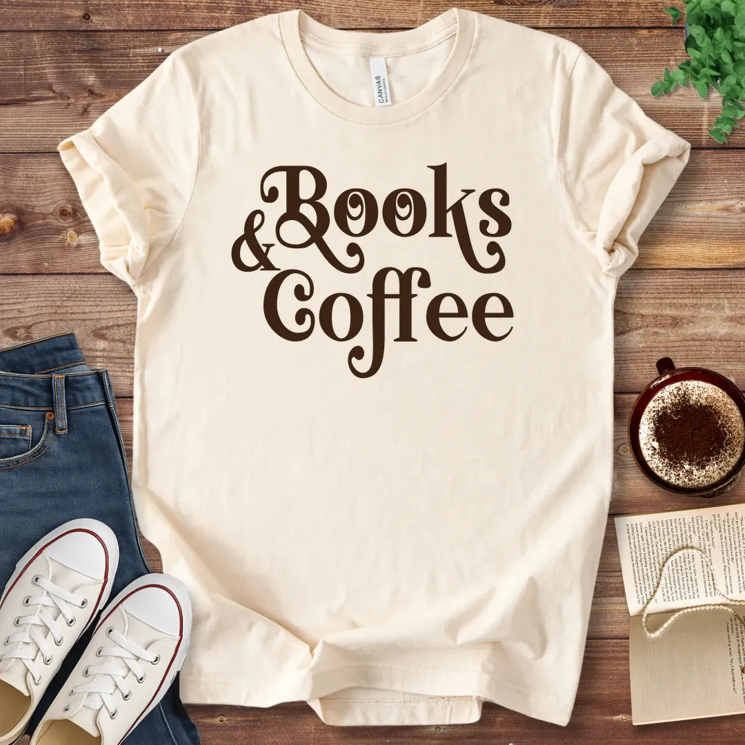 T-Shirt Natural / S Books and Coffee T-Shirt