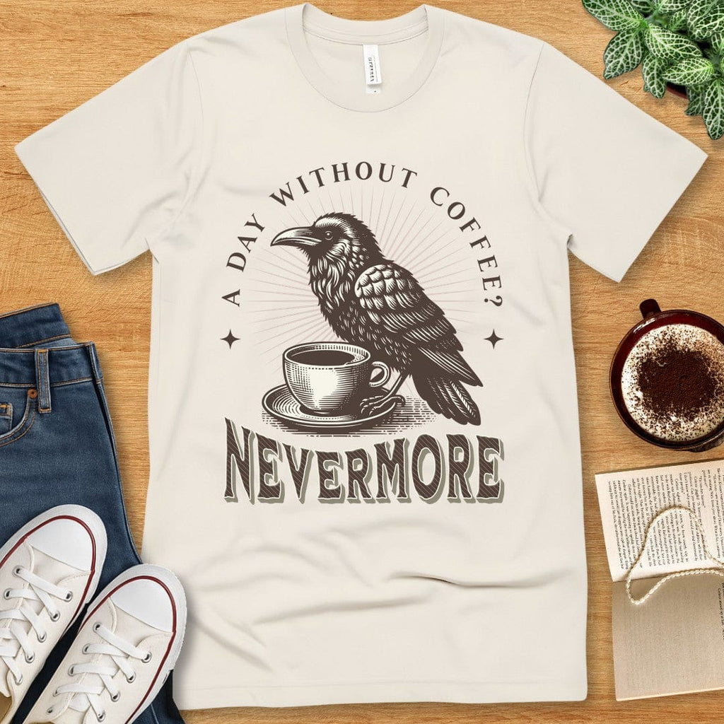 T-Shirt Natural / S Books and Coffee T-shirt “Nevermore”