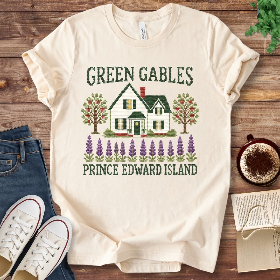 T-Shirt Natural / S Green Gables Faux Cross Stitch T-Shirt