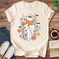 T-Shirt Natural / S Halloween Ghost Reading Among Wildflowers T-Shirt