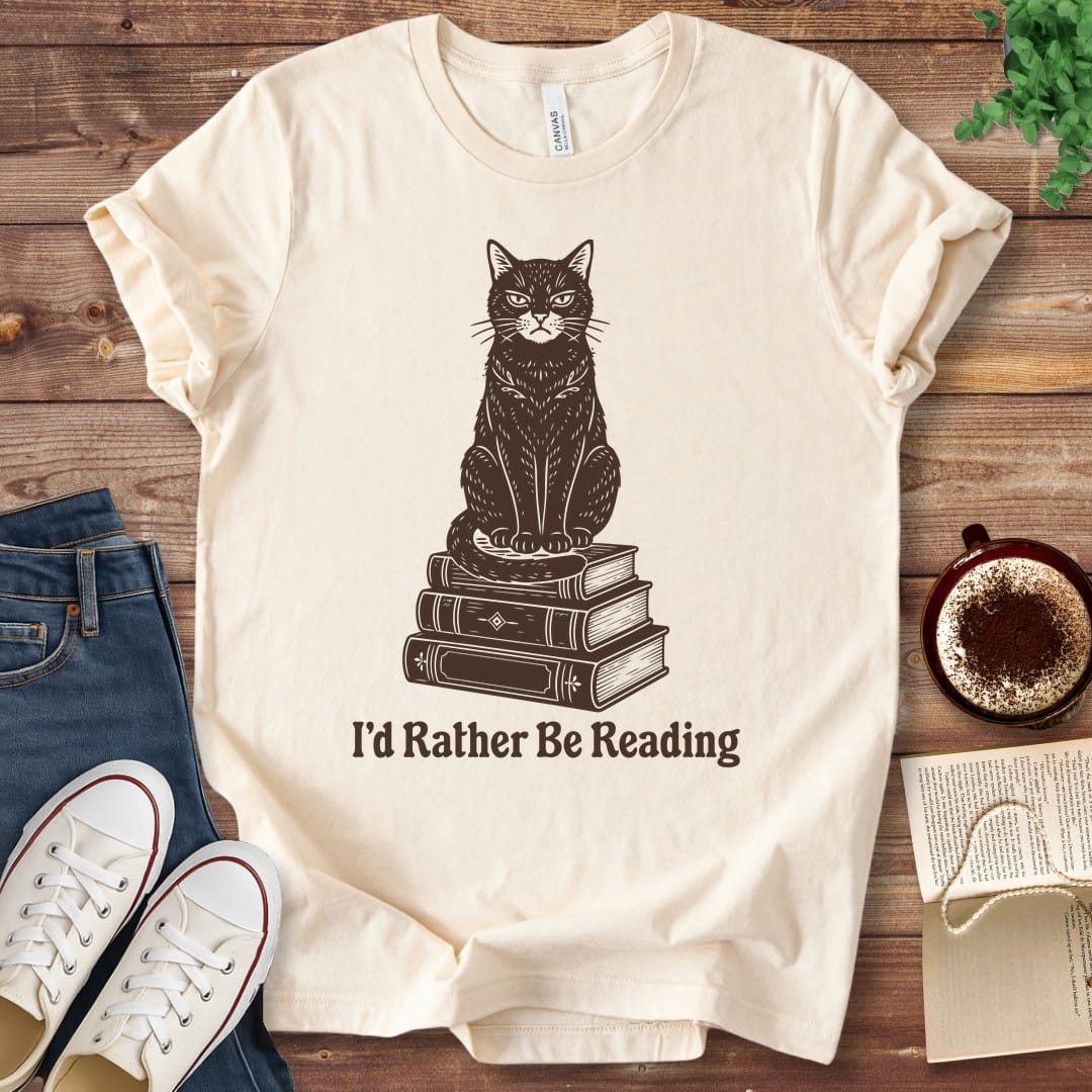 T-Shirt Natural / S I'd Rather Be Reading Cat T-Shirt