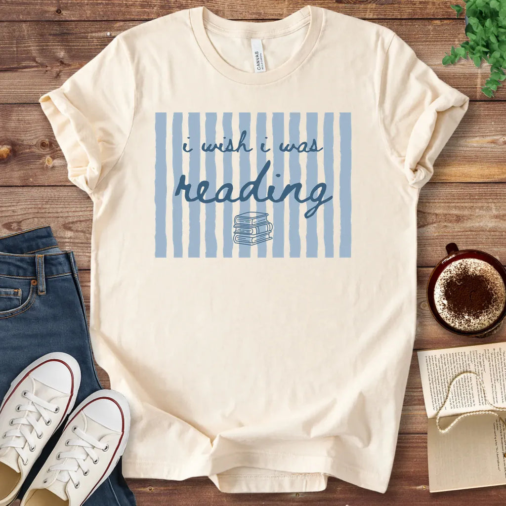 T-Shirt Natural / S I Wish I Was Reading Stripes T-Shirt