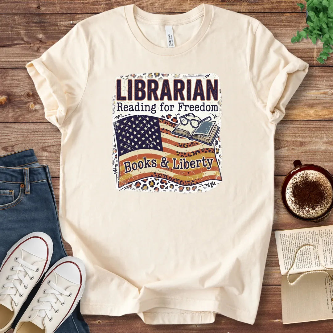 T-Shirt Natural / S Librarian Patriotic T-Shirt