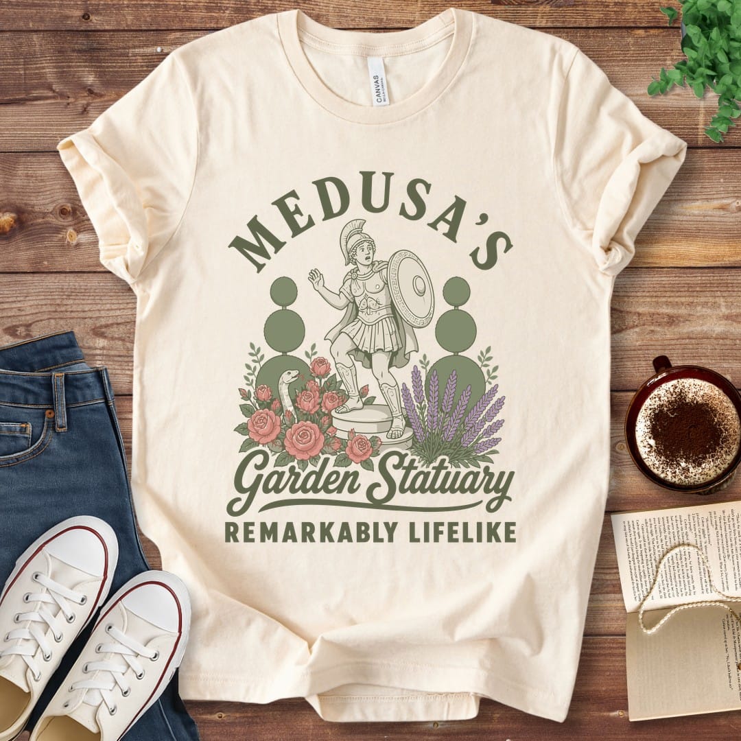 T-Shirt Natural / S Medusa's Garden Statuary Remarkably Lifelike T-Shirt