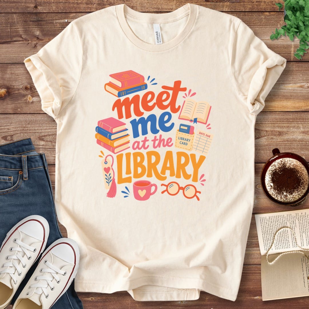 T-Shirt Natural / S Meet Me at the Library Illustrated T-Shirt