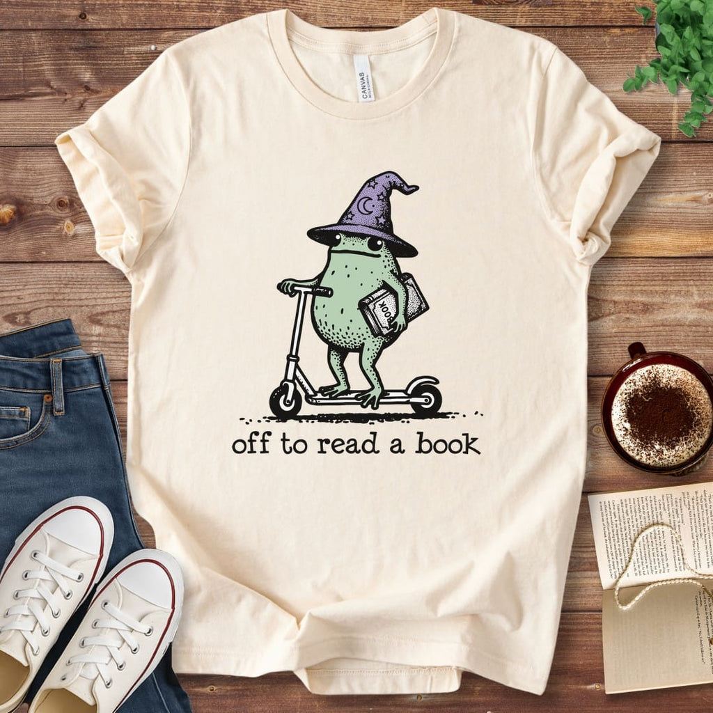 T-Shirt Natural / S Off to Read a Book Frog T-Shirt