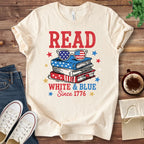 T-Shirt Natural / S Read White and Blue T-Shirt