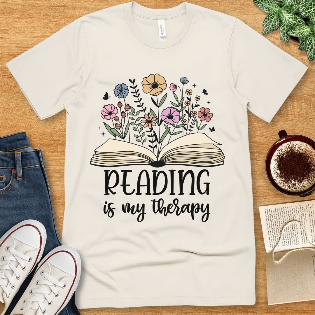 T-Shirt Natural / S Reading Is My Therapy Shirt