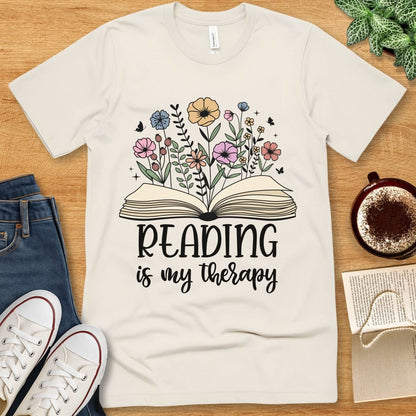 T-Shirt Natural / S Reading Is My Therapy Shirt