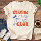 T-Shirt Natural / S Retro Doodle Summer Book Club T-Shirt