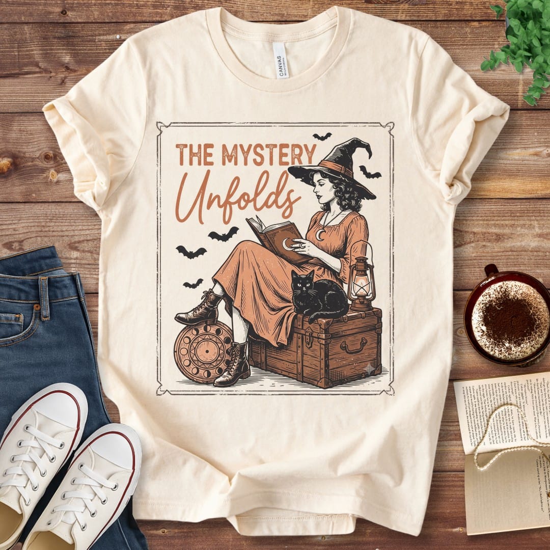 T-Shirt Natural / S The Mystery Unfolds Halloween Witch T-Shirt