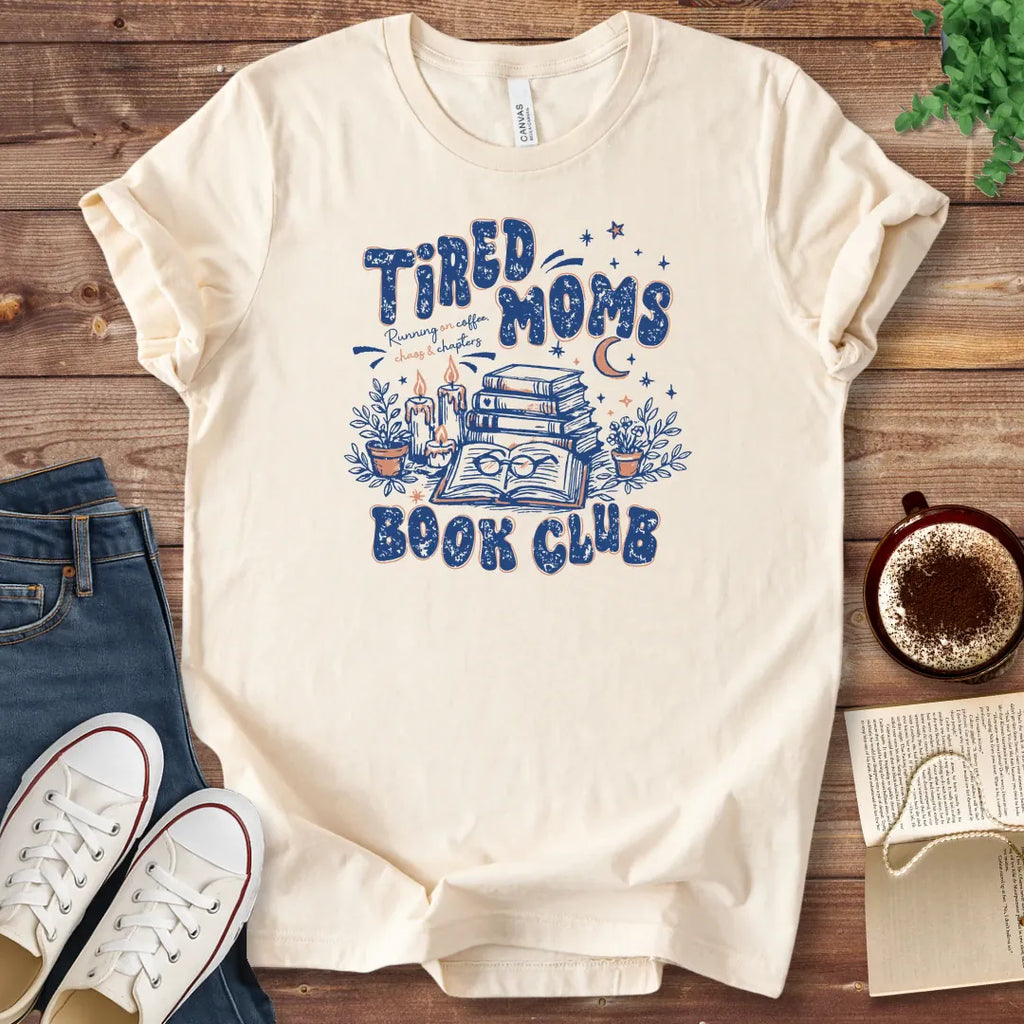 T-Shirt Natural / S Tired Moms Book Club Retro T-Shirt