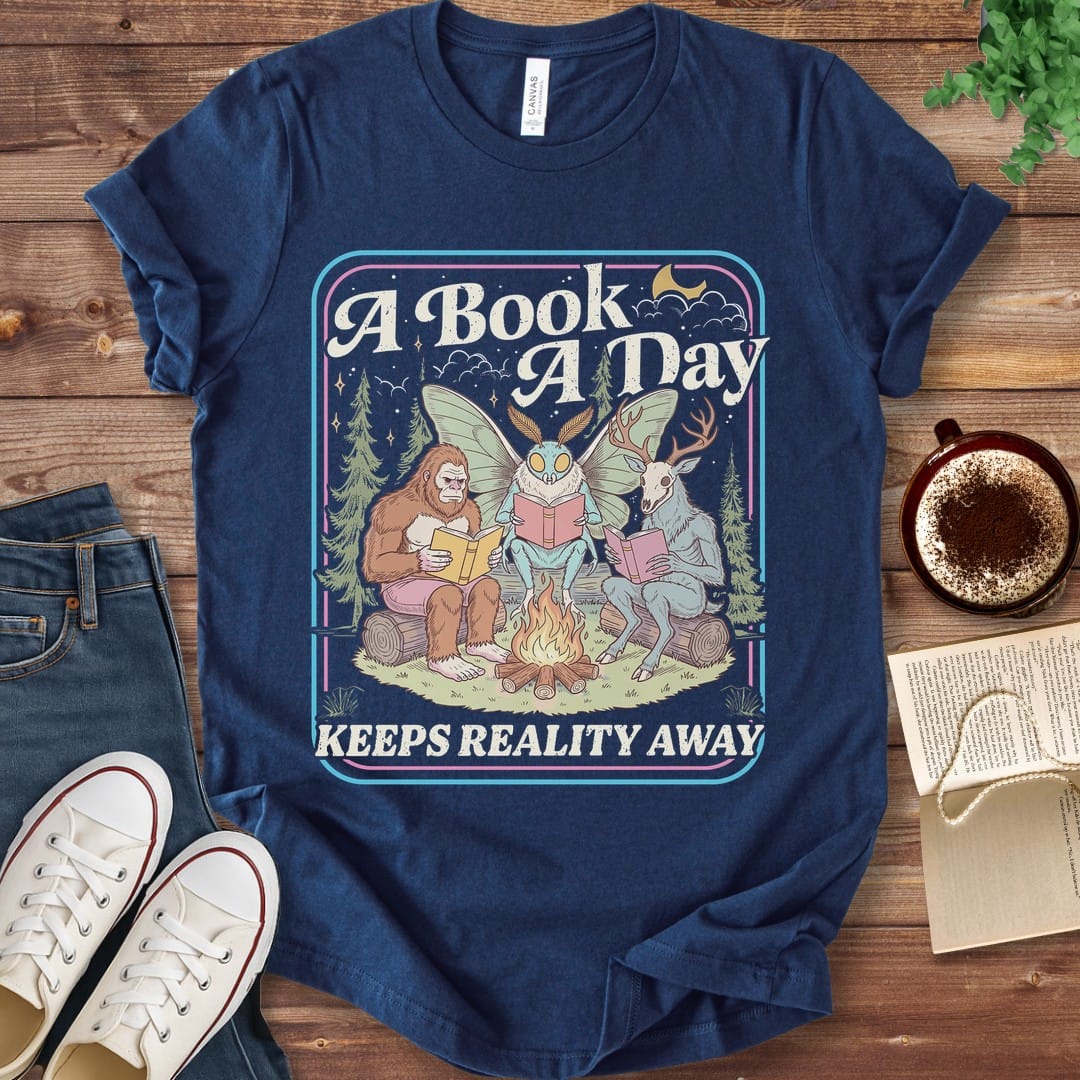 T-Shirt Navy / S A Book A Day Keeps Reality Away Cryptid T-Shirt
