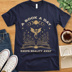 T-Shirt Navy / S A Book A Day Keeps Reality Away T-shirt