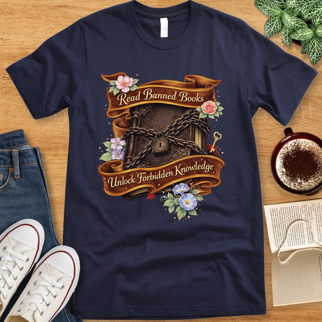 T-Shirt Navy / S Banned Books Forbidden Knowledge T-shirt