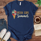 T-Shirt Navy / S Book Girl Summer Ice Cream T-Shirt
