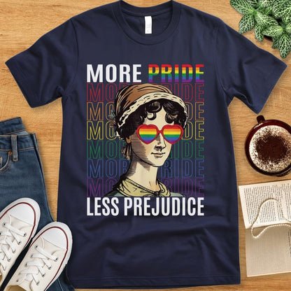 T-Shirt Navy / S Book Lover LGBTQ Pride Shirt - More Pride Less Prejudice