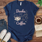 T-Shirt Navy / S Books and Coffee Illustrated T-Shirt