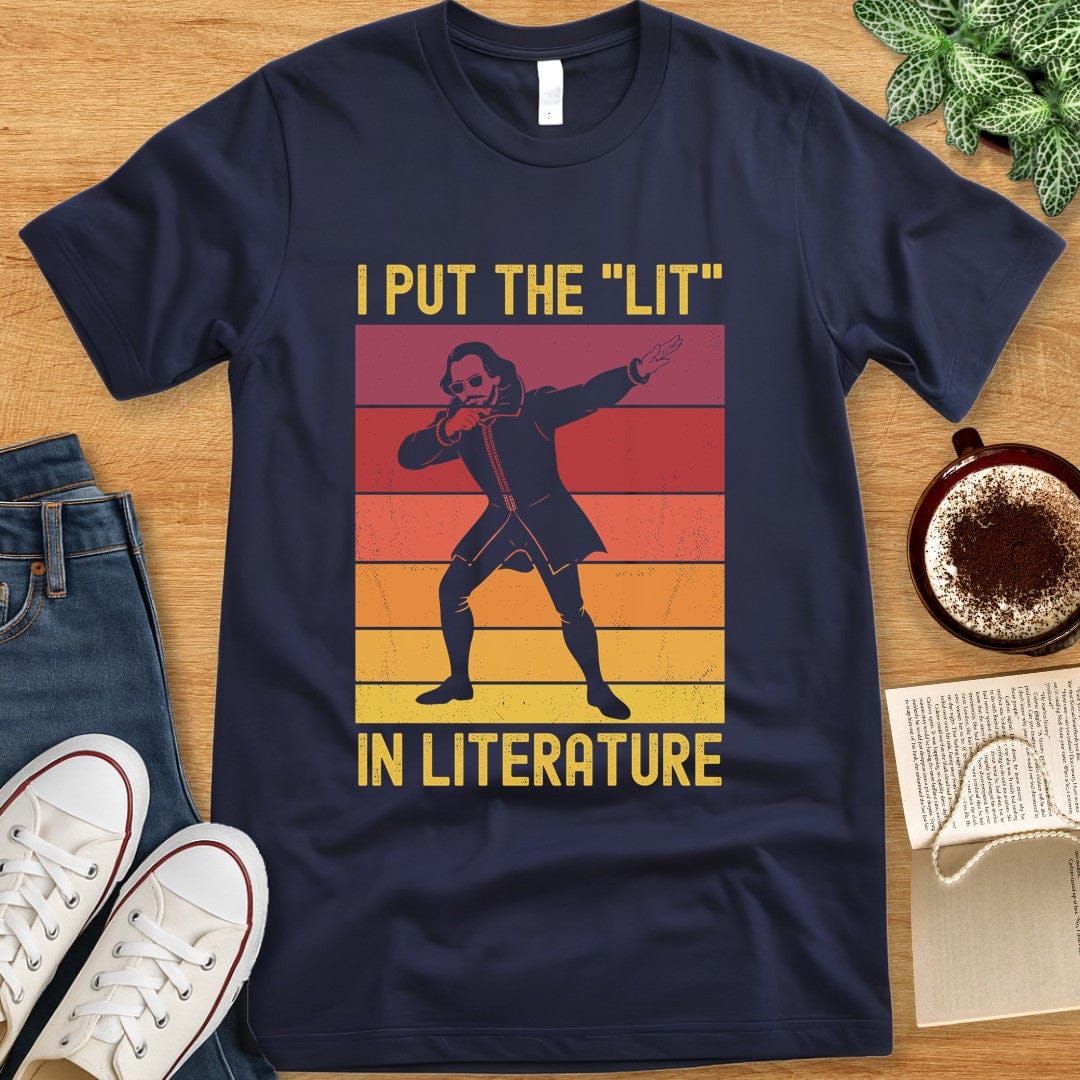 T-Shirt Navy / S Funny Shakespeare Shirt - I Put the "Lit" in Literature