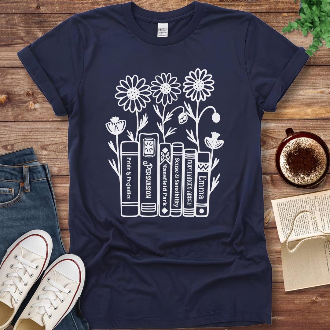 Pride & Pedantry Literary Tees T-shirt Navy / S Jane Austen Books Shirt
