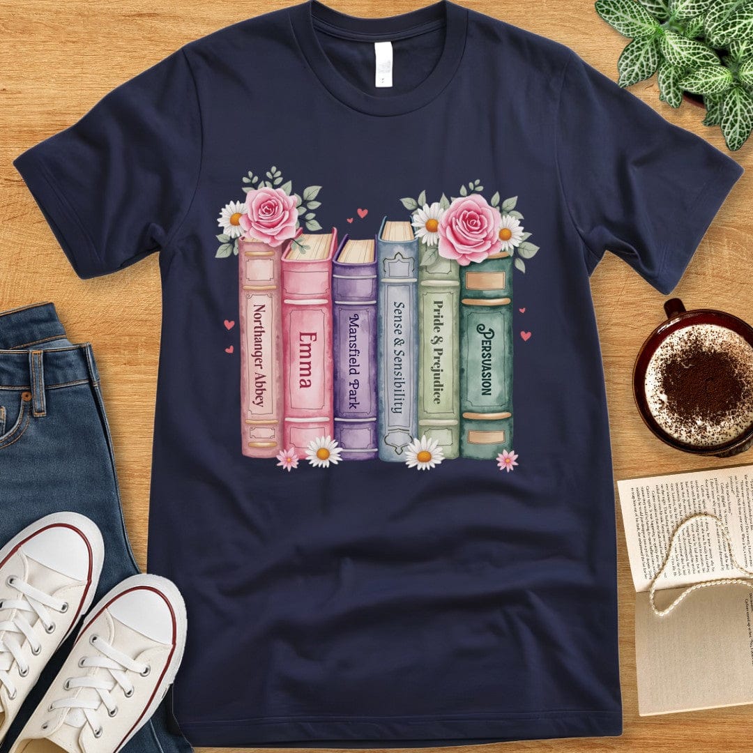 T-Shirt Navy / S Jane Austen Bookshelf T-shirt