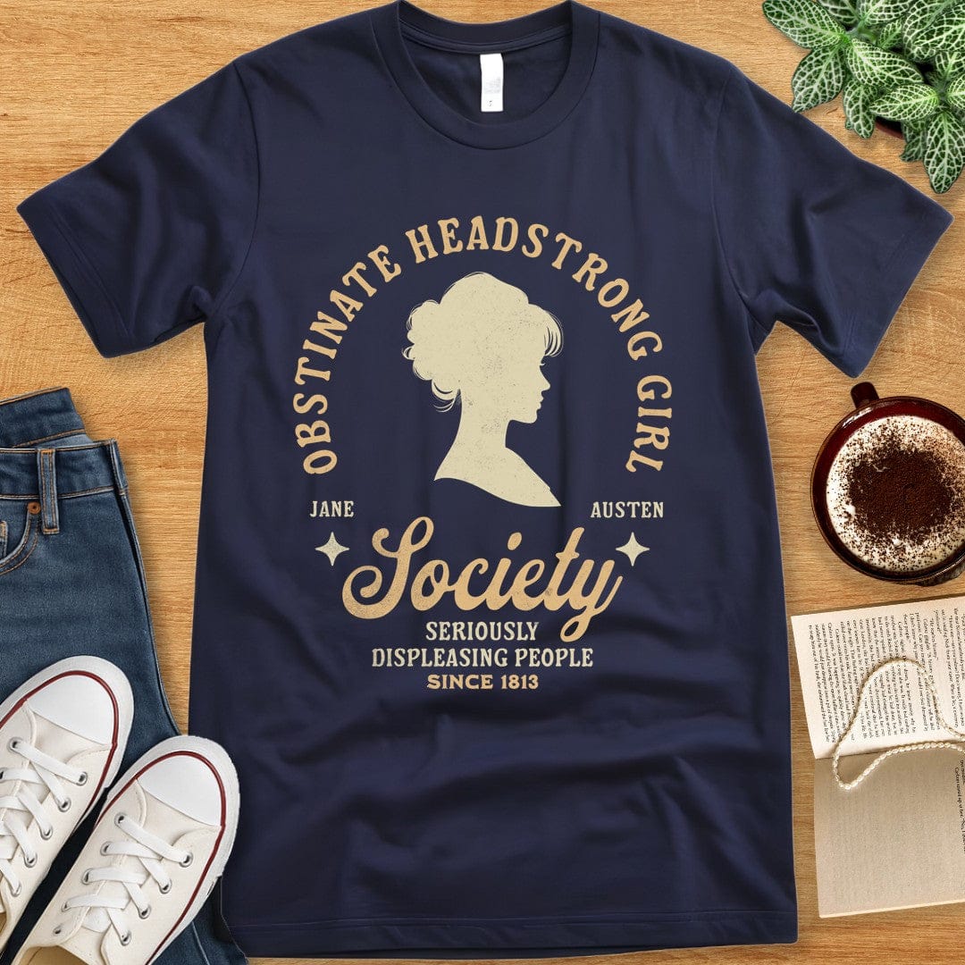 T-Shirt Navy / S Jane Austen Shirt - Obstinate Headstrong Girl Society