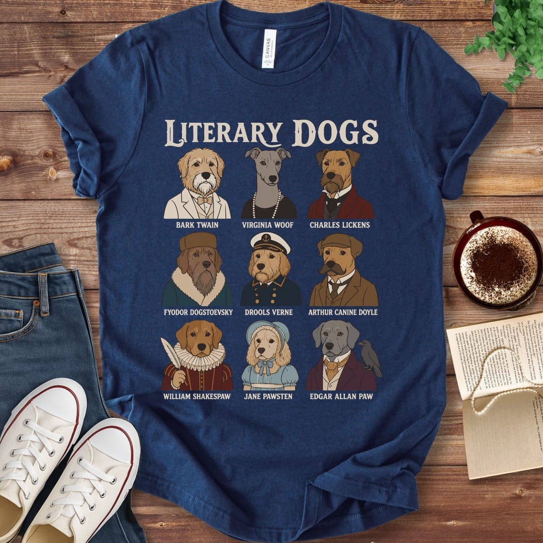 T-Shirt Navy / S Literary Dogs T-Shirt