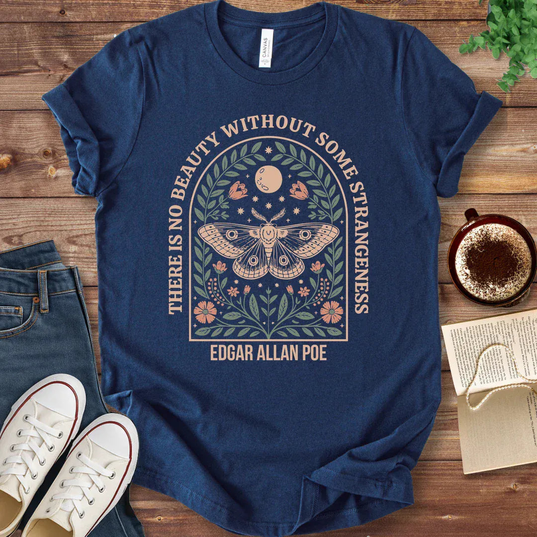 T-Shirt Navy / S Poe Beauty Quote Moth Shirt