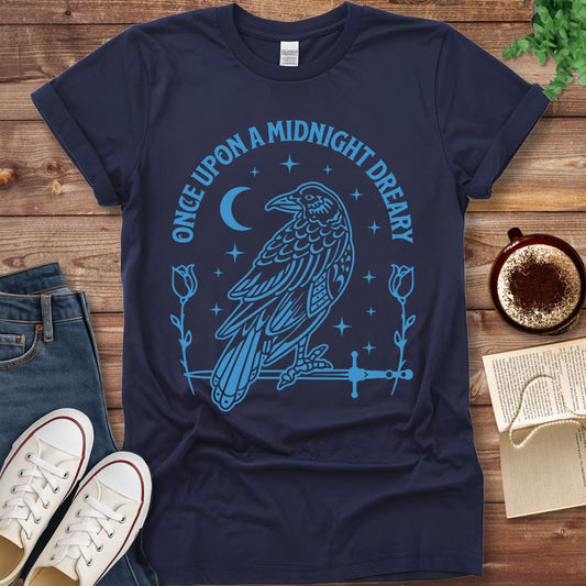 Printful T-shirt Navy / S Raven Edgar Allan Poe Shirt - Midnight Dreary