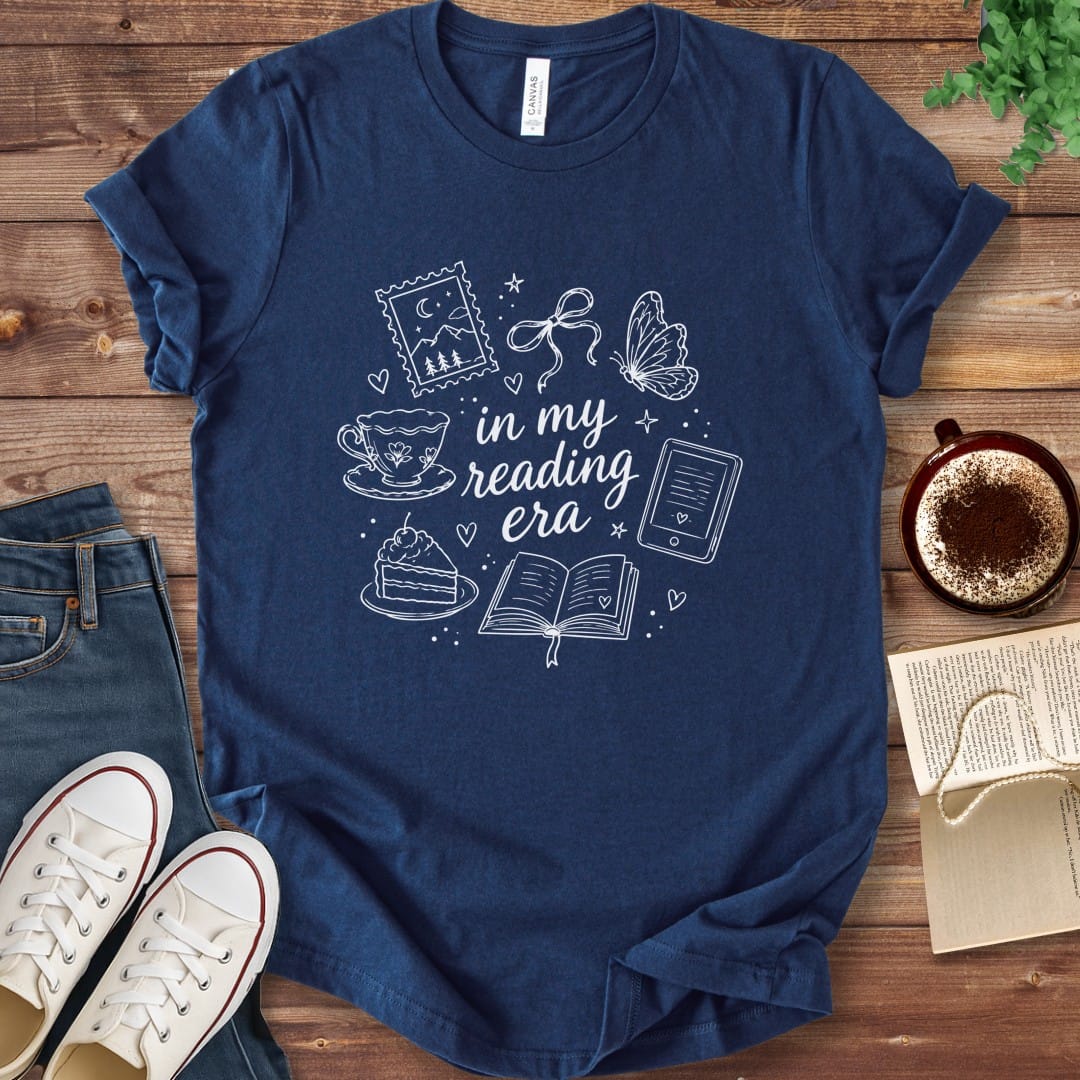 T-Shirt Navy / S Reading Era Doodle T-Shirt