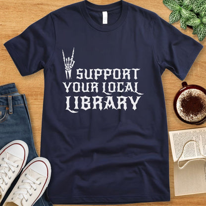 T-Shirt Navy / S Support Your Library Shirt - Heavy Metal Style