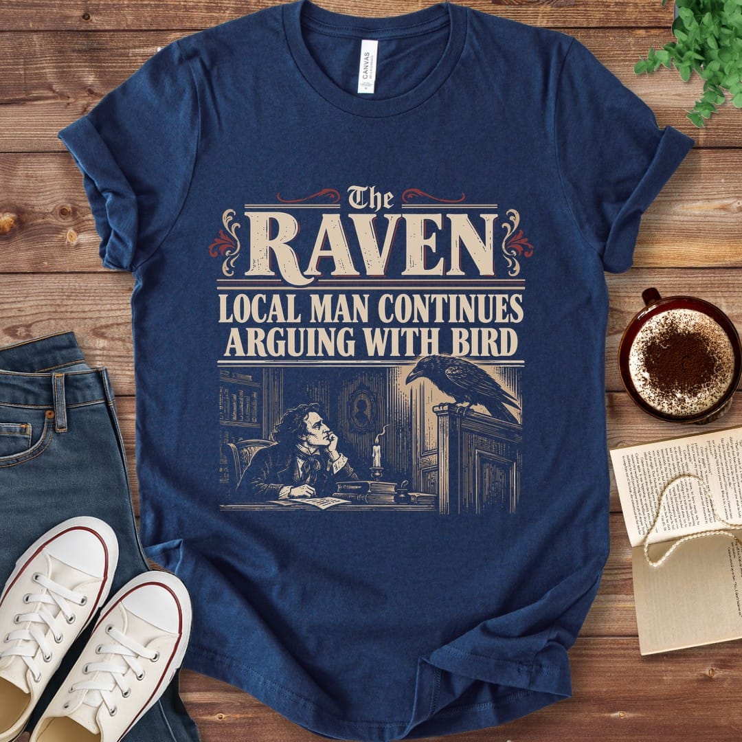 T-Shirt Navy / S The Raven Local Man Arguing With Bird T-Shirt