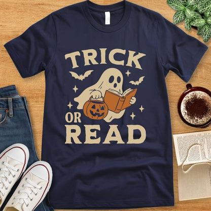 T-Shirt Navy / S Trick or Read Ghost Shirt
