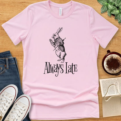 T-Shirt Pink / S Always Late White Rabbit Shirt