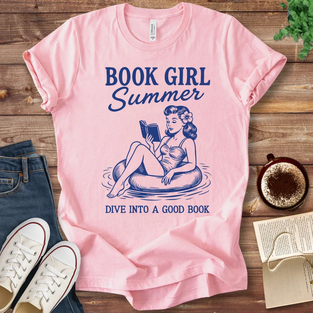 T-Shirt Pink / S Book Girl Summer Dive T-Shirt