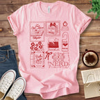 T-Shirt Pink / S Book Lover Stamps T-Shirt