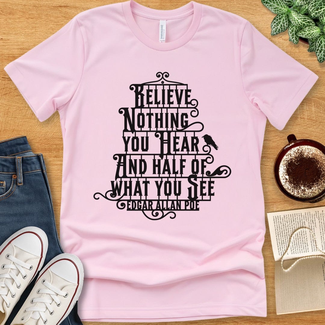 T-Shirt Pink / S Edgar Allan Poe T-Shirt with Quote