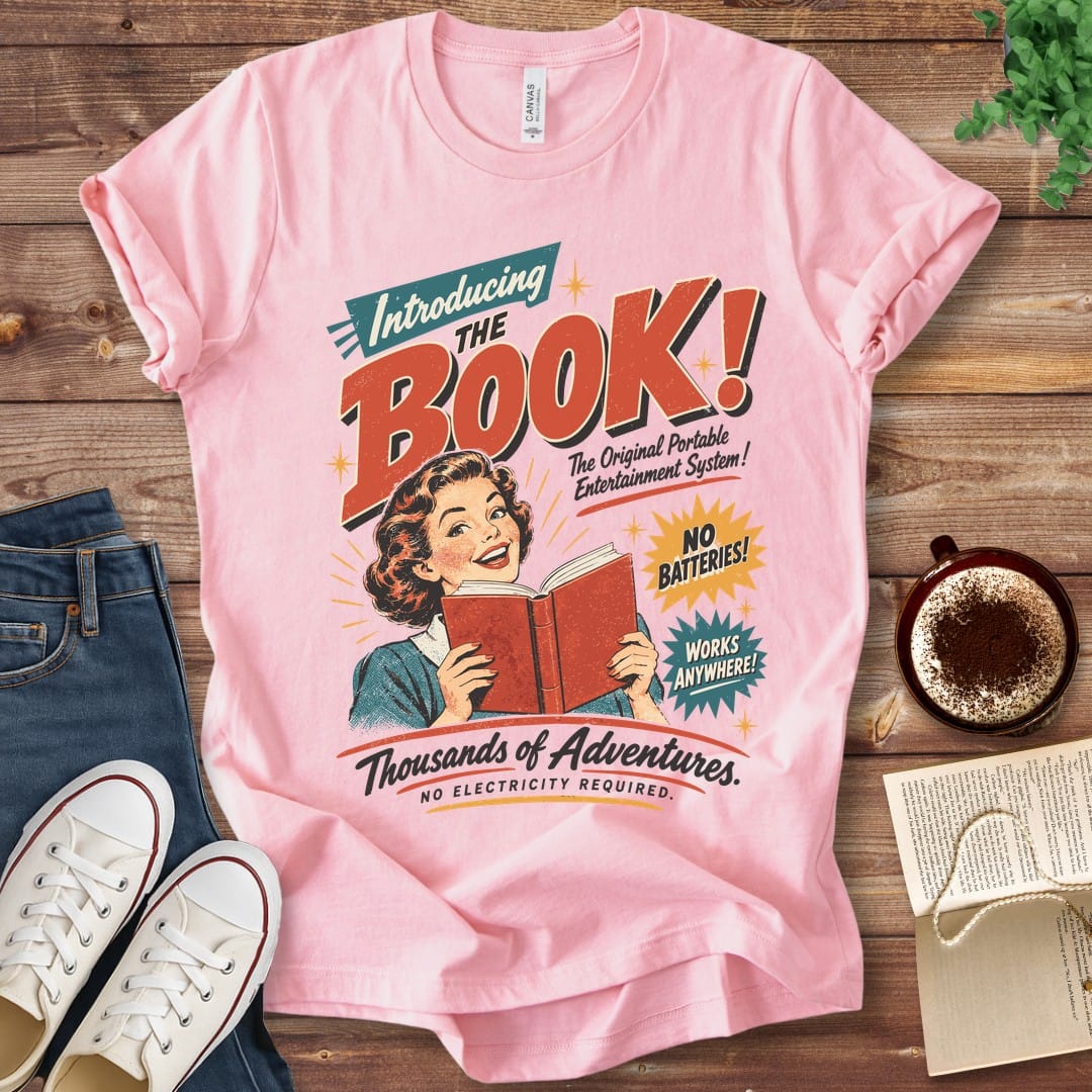 T-Shirt Pink / S Funny Retro Book Ad T-Shirt