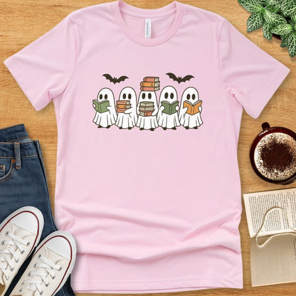 T-Shirt Pink / S Halloween Book Ghosts Shirt