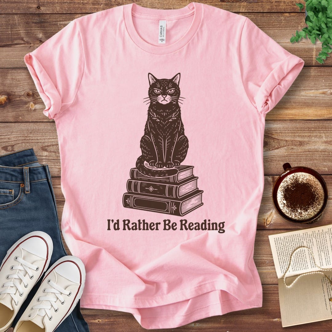 T-Shirt Pink / S I'd Rather Be Reading Cat T-Shirt