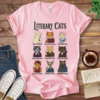 T-Shirt Pink / S Literary Cats T-Shirt