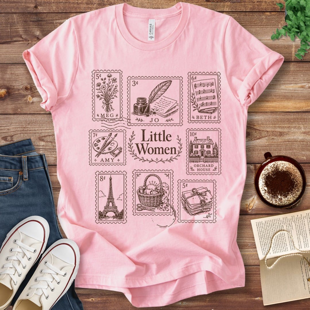 T-Shirt Pink / S Little Women Stamps T-Shirt