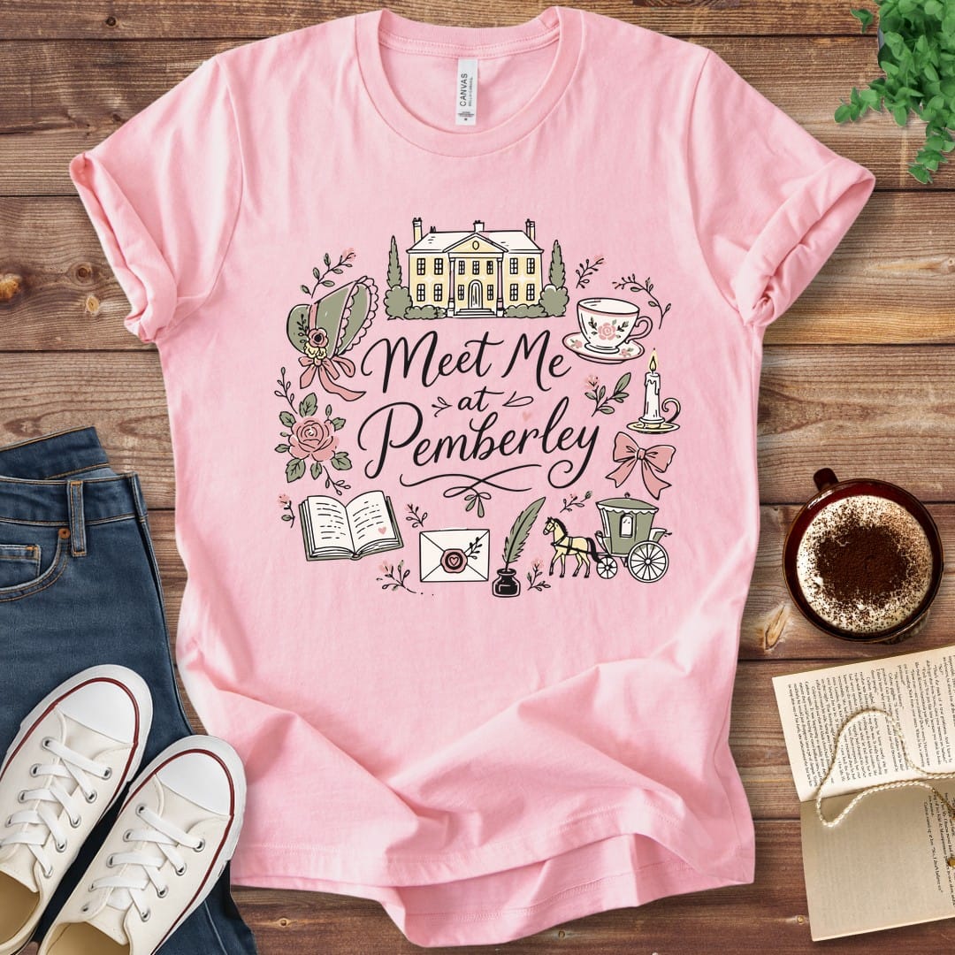 T-Shirt Pink / S Meet Me at Pemberley Jane Austen T-Shirt