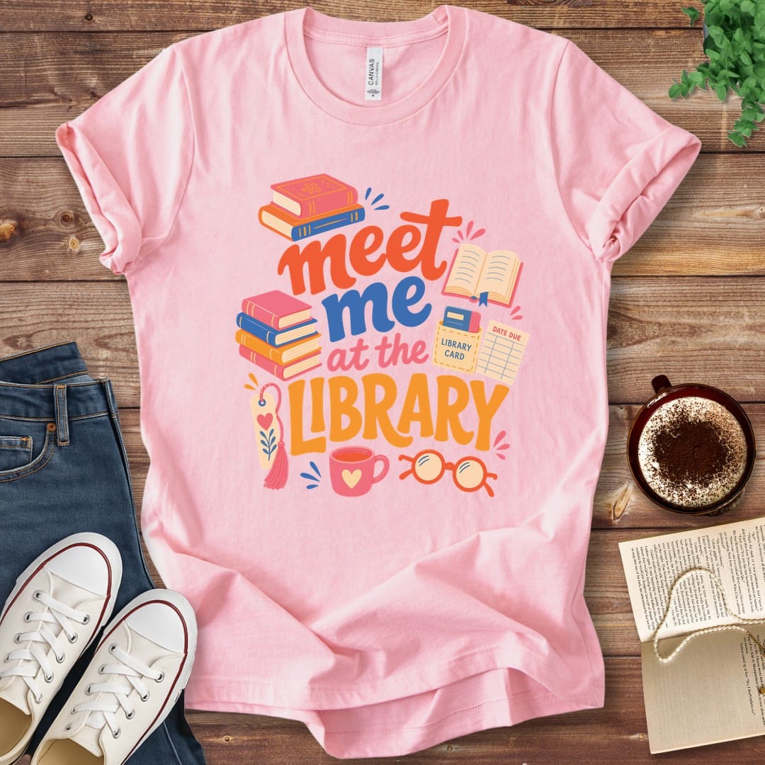T-Shirt Pink / S Meet Me at the Library Illustrated T-Shirt