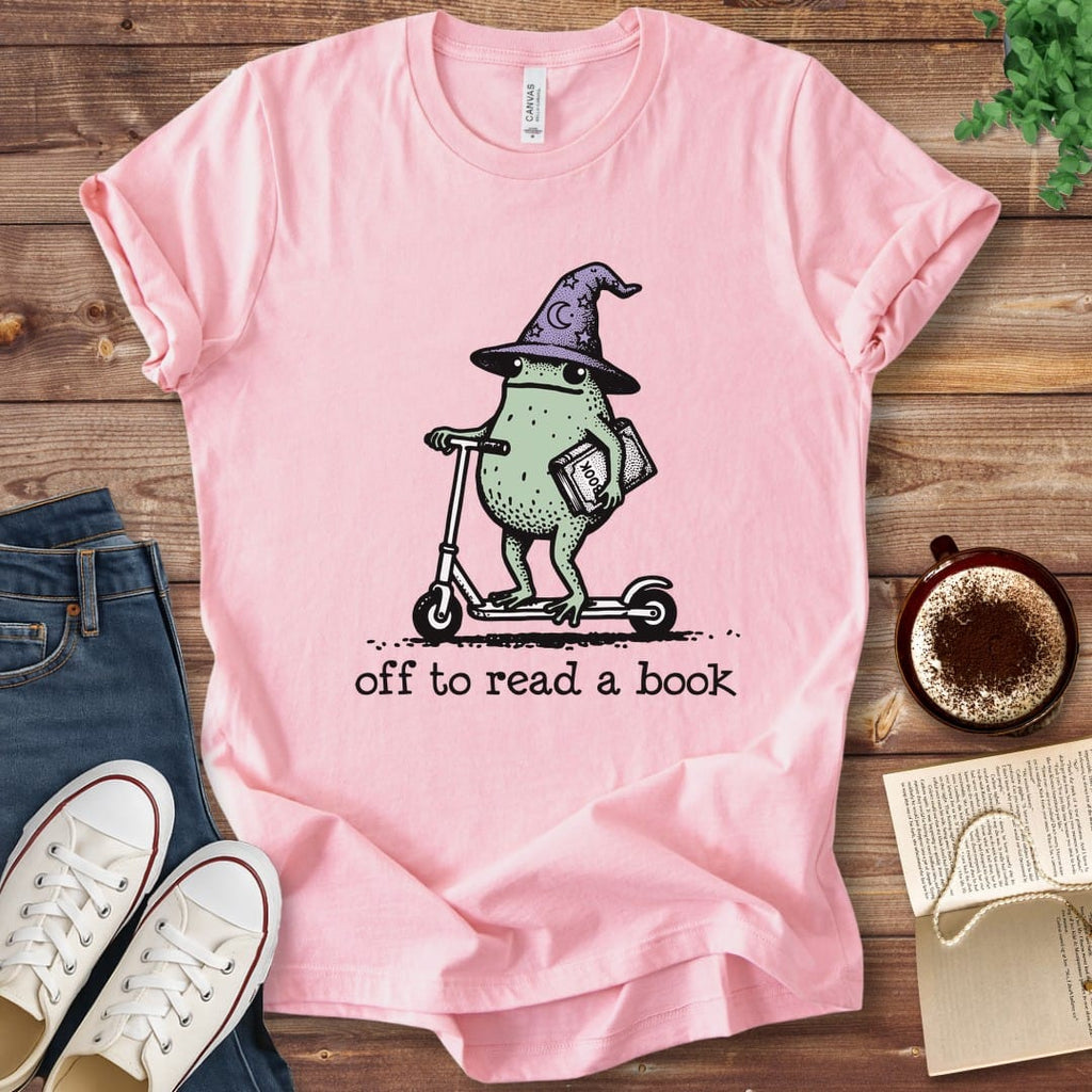 T-Shirt Pink / S Off to Read a Book Frog T-Shirt