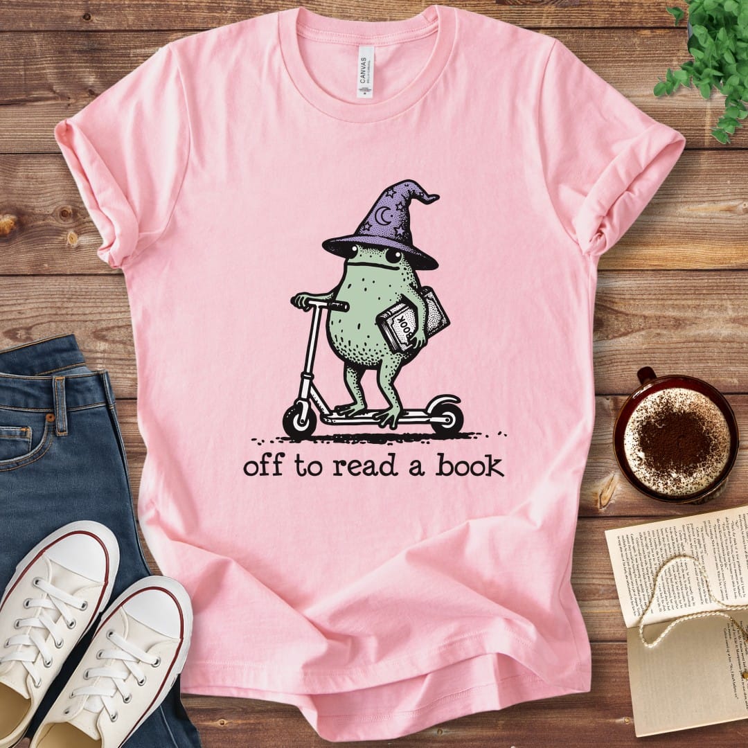 T-Shirt Pink / S Off to Read a Book Frog T-Shirt