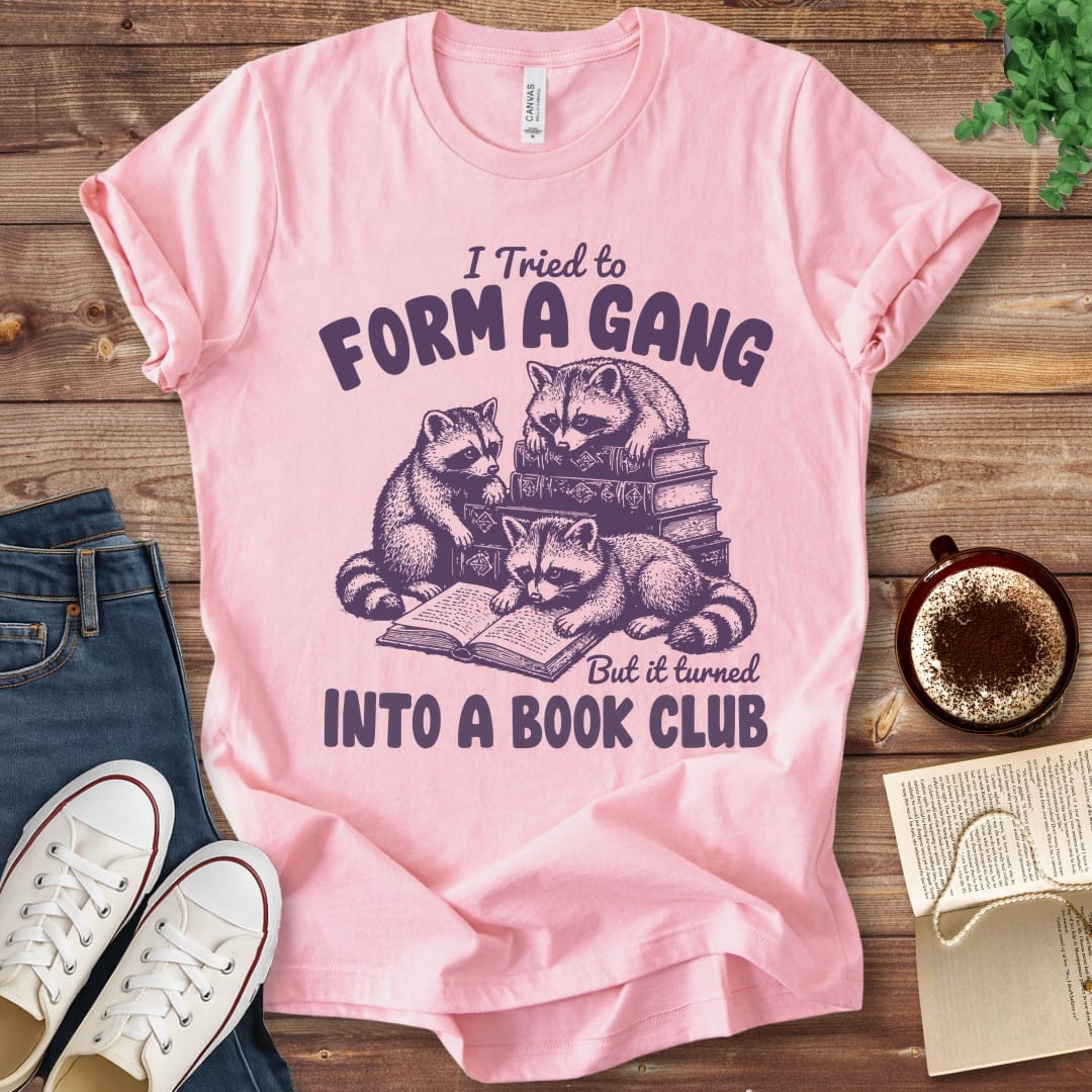 T-Shirt Pink / S Raccoon Book Club T-Shirt
