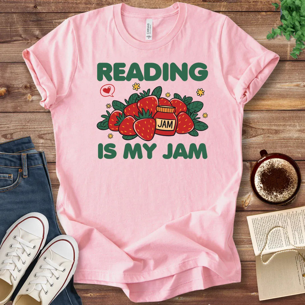T-Shirt Pink / S Reading is My Jam Strawberry T-Shirt