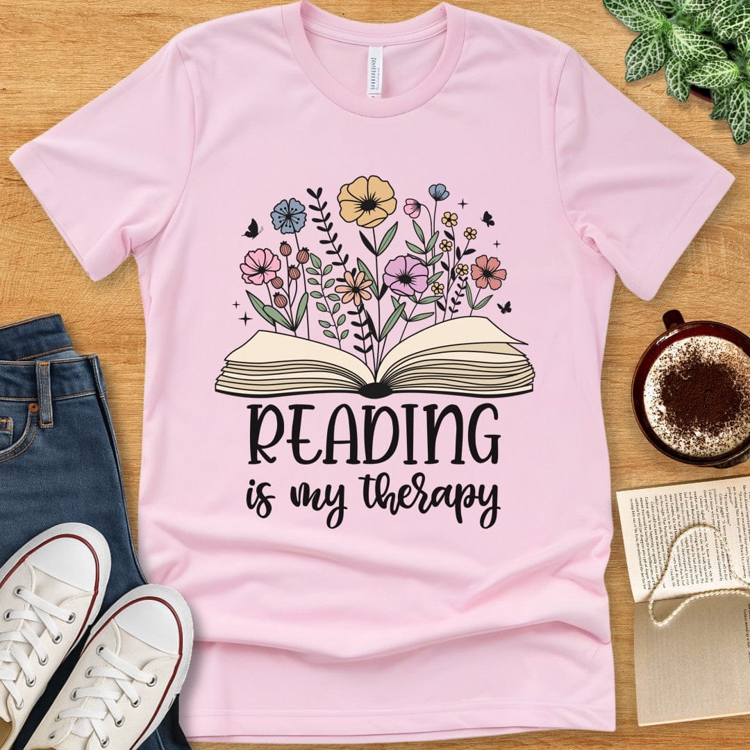 T-Shirt Pink / S Reading Is My Therapy Shirt